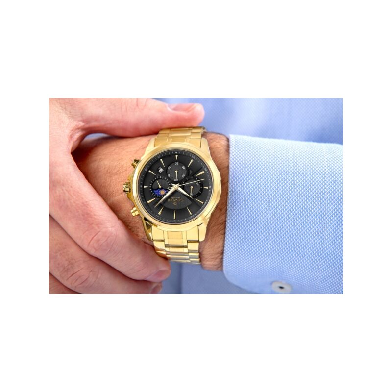 91_60_24_max Zegarek Męski Giewont Chronograph Sapphire Złoto Czarny GW9460-B4