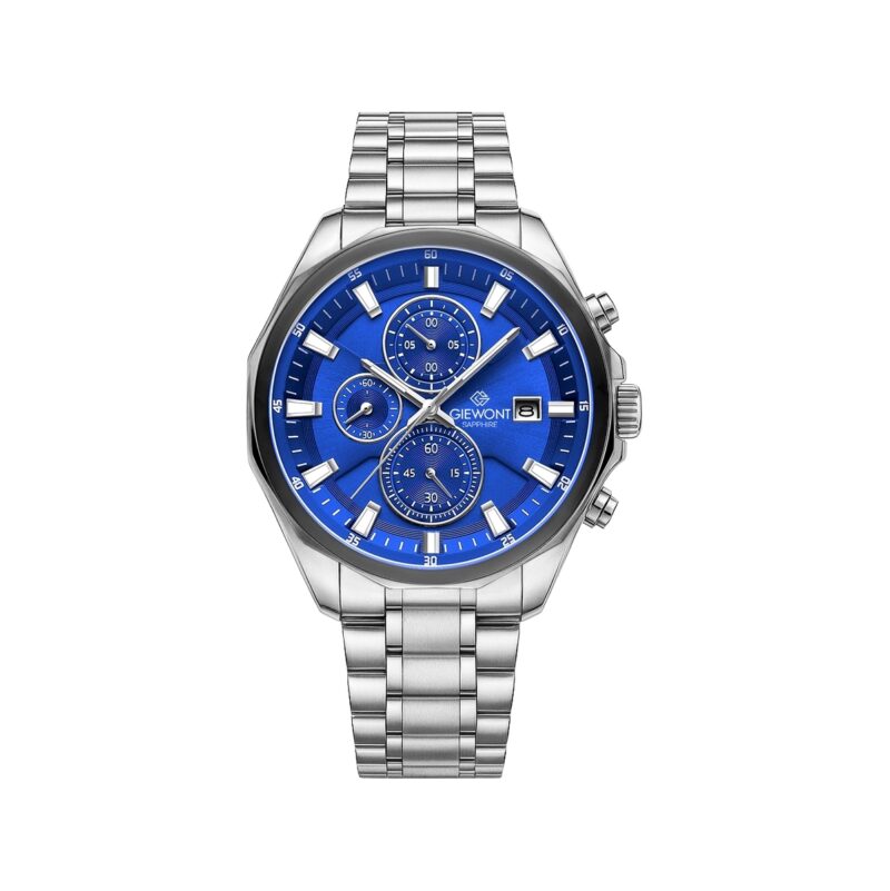 Zegarek Męski Giewont Chronograph Sapphire Srebrno Niebieski GW7290-B3