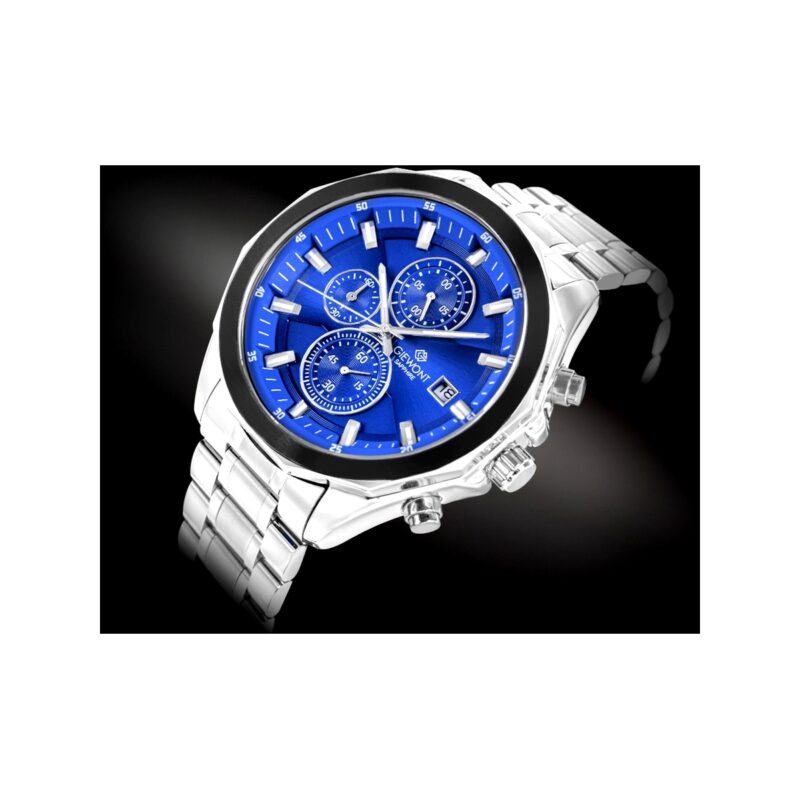 Zegarek Męski Giewont Chronograph Sapphire Srebrno Niebieski GW7290-B3
