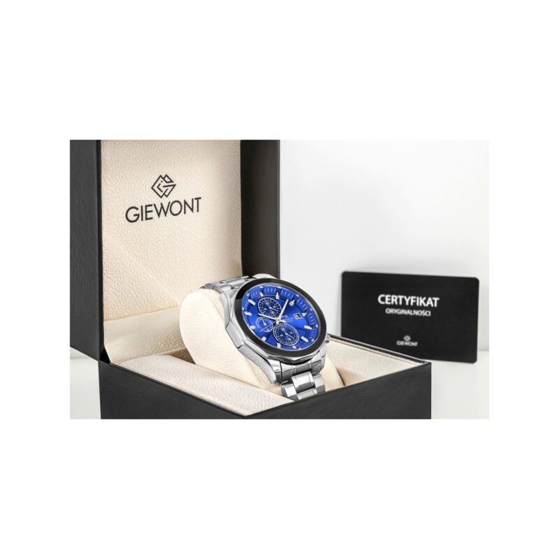 Zegarek Męski Giewont Chronograph Sapphire Srebrno Niebieski GW7290-B3