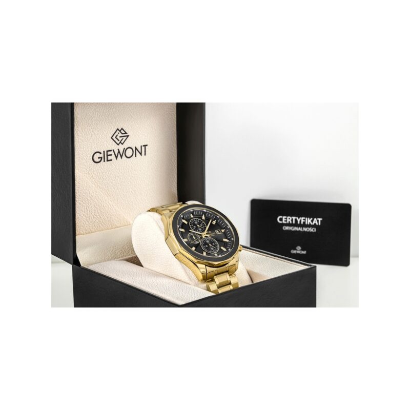91_65_29_max Zegarek Męski Giewont Chronograph Sapphire Złoto Czarny GW7290-B4
