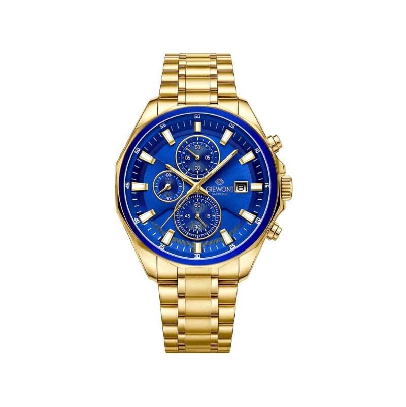 Zegarek Męski Giewont Chronograph Sapphire Złoto Niebieski GW7290-B6