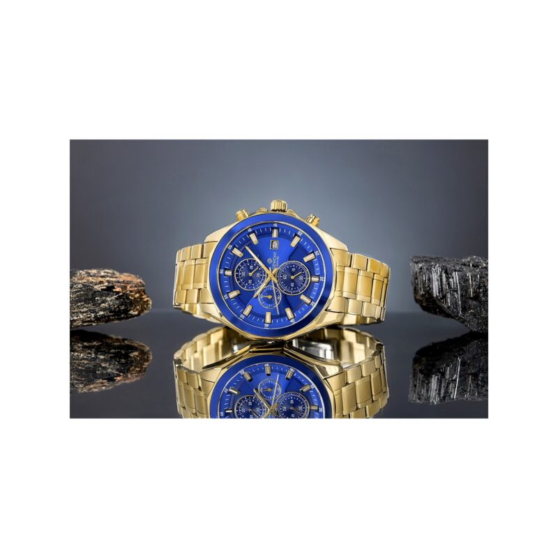 Zegarek Męski Giewont Chronograph Sapphire Złoto Niebieski GW7290-B6