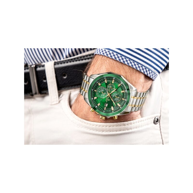 Zegarek Męski Giewont Chronograph Sapphire Srebrno Zielony GW7290-B7