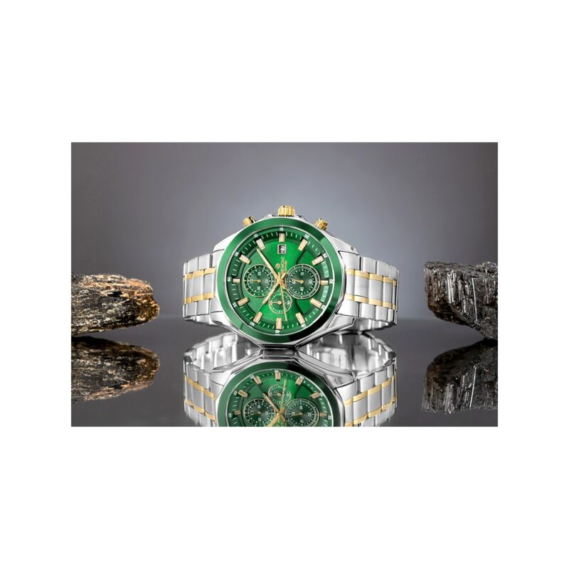 Zegarek Męski Giewont Chronograph Sapphire Srebrno Zielony GW7290-B7