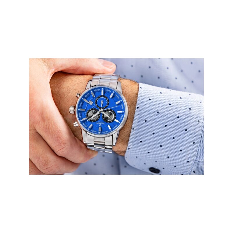 Zegarek Męski Giewont Chronograph Sapphire Srebrno Niebieski GW4580-B3
