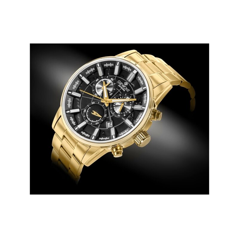 91_77_24_max Zegarek Męski Giewont Chronograph Sapphire Złoto Czarny GW4580-B4
