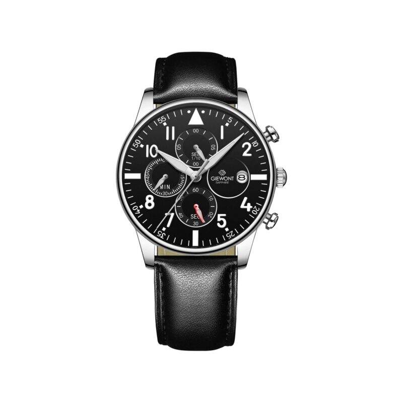 Zegarek Męski Giewont Chronograph Sapphire Czarno Srebrny GW5630-A2