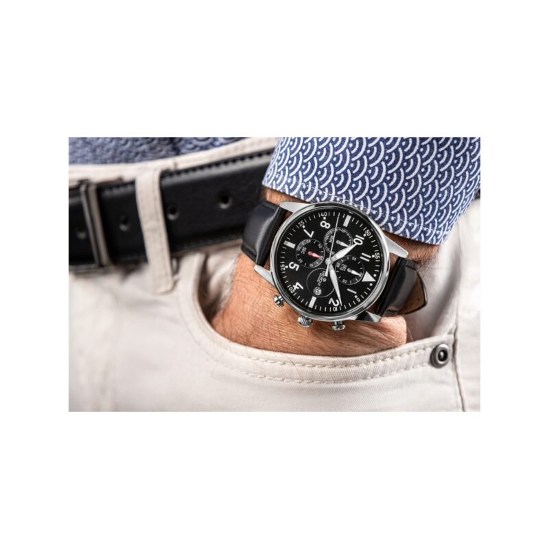 Zegarek Męski Giewont Chronograph Sapphire Czarno Srebrny GW5630-A2