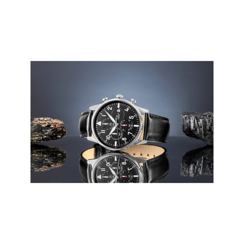 Zegarek Męski Giewont Chronograph Sapphire Czarno Srebrny GW5630-A2