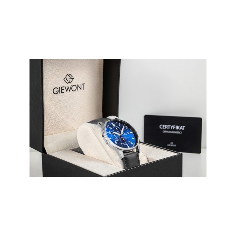 Zegarek Męski Giewont Chronograph Sapphire Czarno Niebieski GW5630-A3