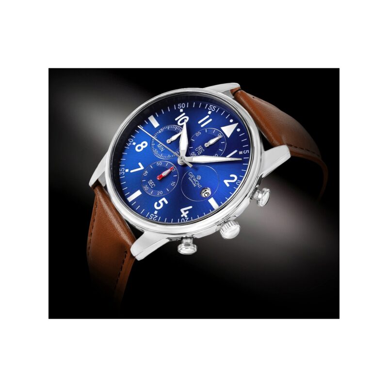 Zegarek Męski Giewont Chronograph Sapphire Brązowo Niebieski GW5630-A6