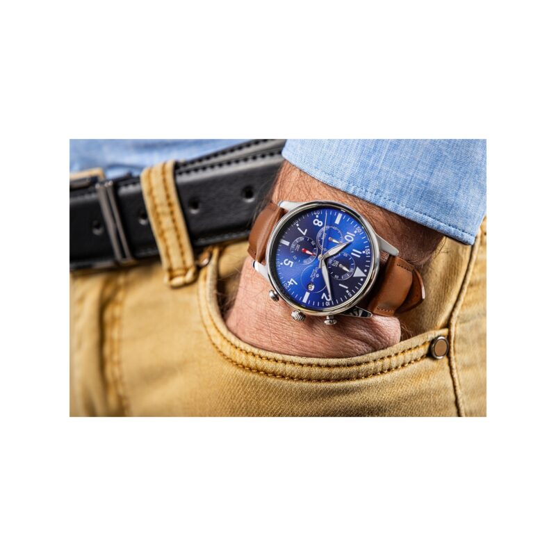 Zegarek Męski Giewont Chronograph Sapphire Brązowo Niebieski GW5630-A6