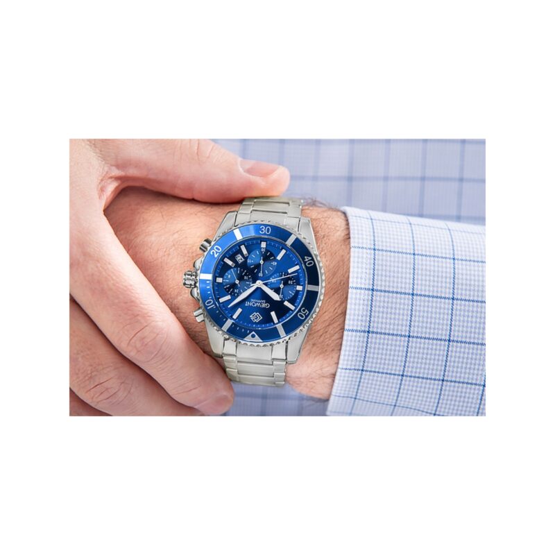 Zegarek Męski Giewont Chronograph Sapphire Srebrno Niebieski GW3970-B3