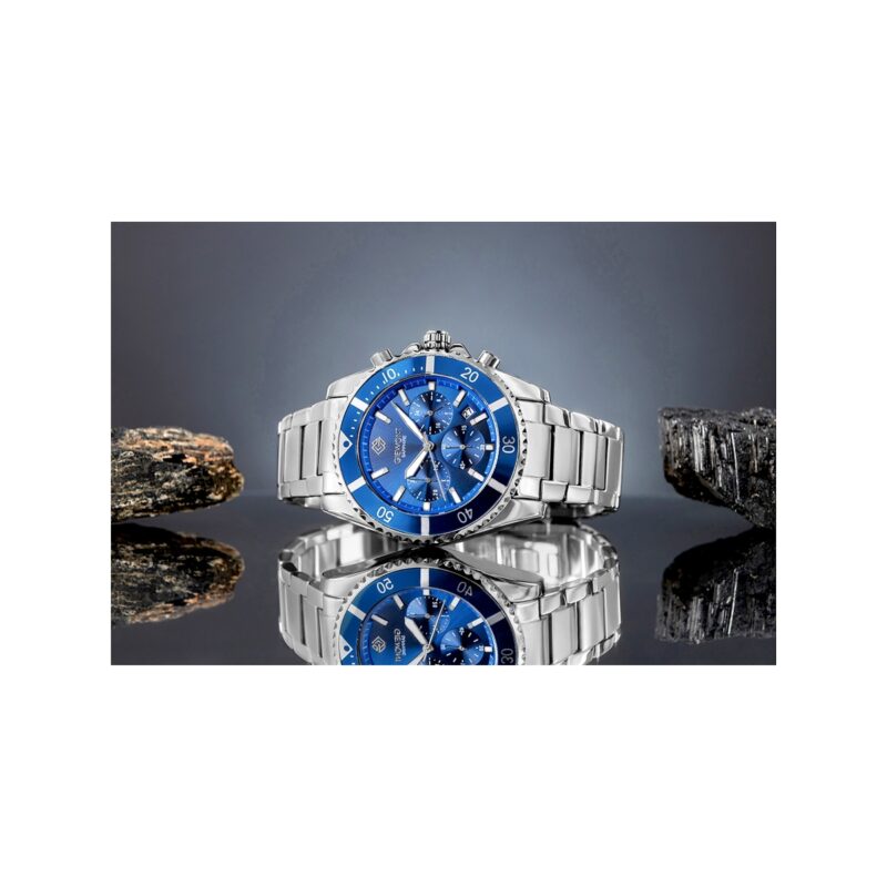 Zegarek Męski Giewont Chronograph Sapphire Srebrno Niebieski GW3970-B3