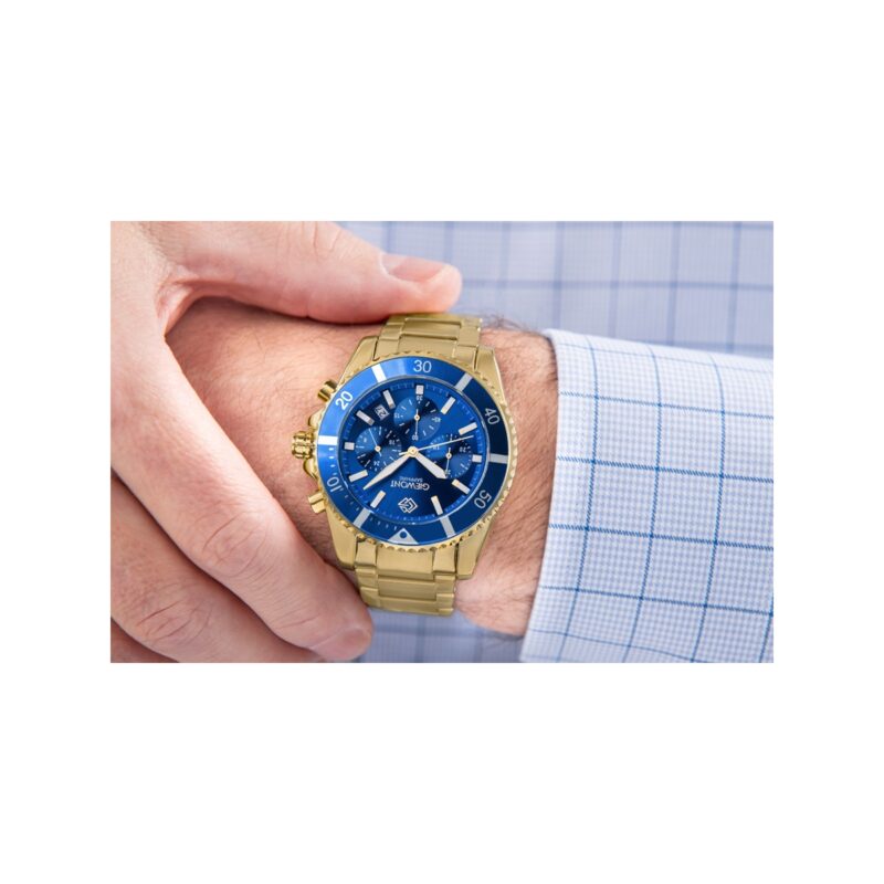 Zegarek Męski Giewont Chronograph Sapphire Złoto Niebieski GW3970-B6