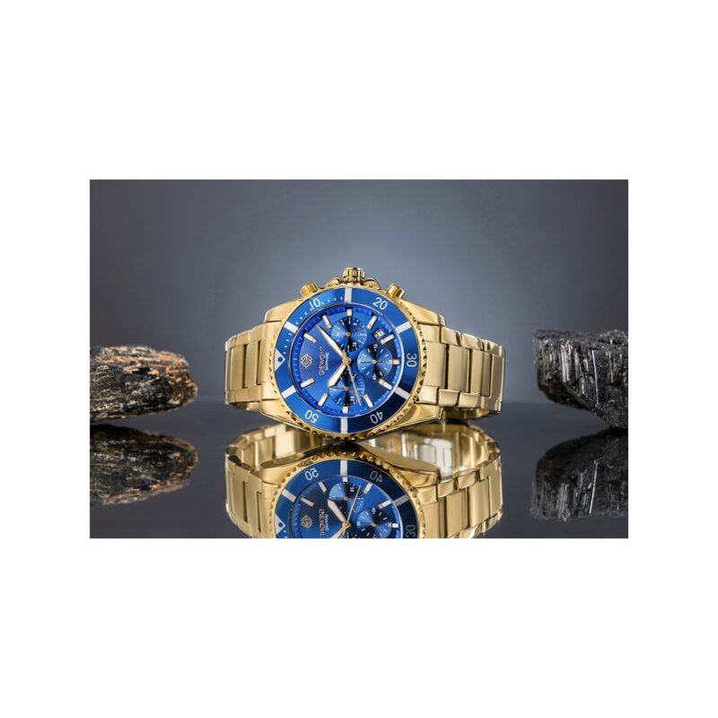 Zegarek Męski Giewont Chronograph Sapphire Złoto Niebieski GW3970-B6