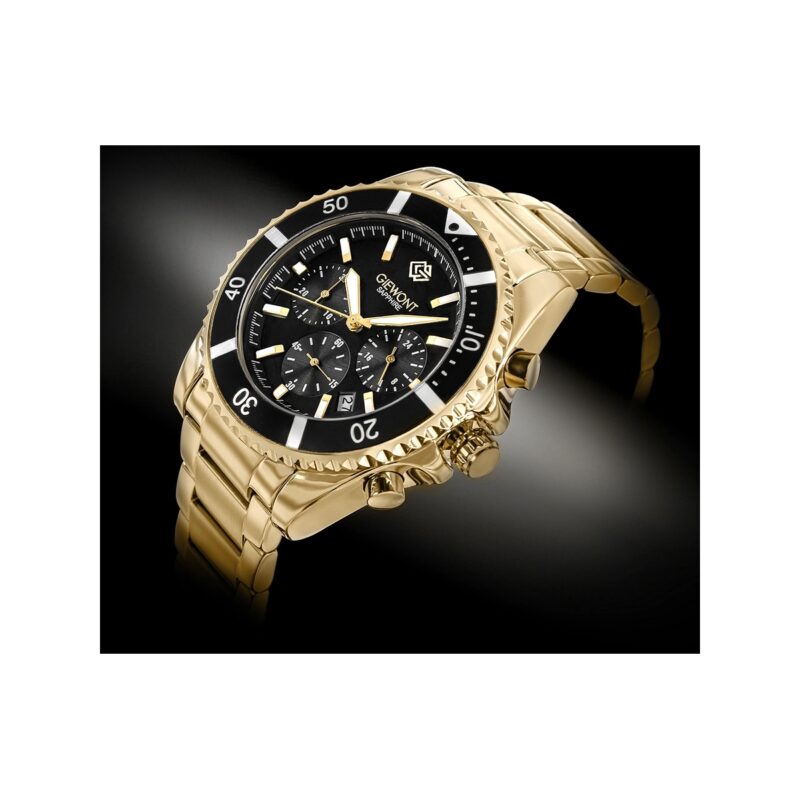 Zegarek Męski Giewont Chronograph Sapphire Złoto Czarny GW3970-B7