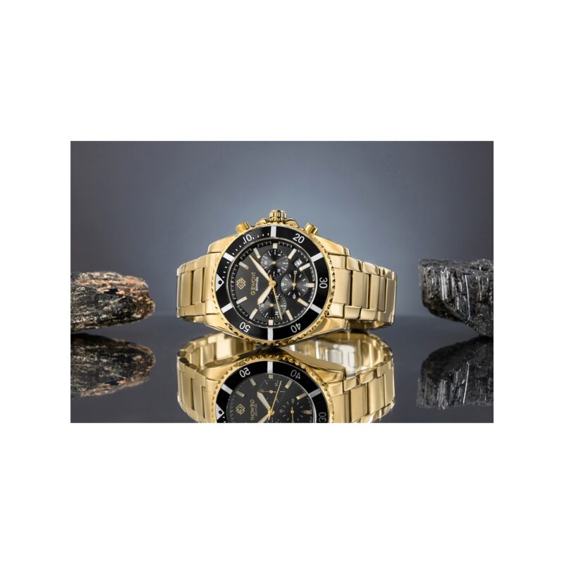Zegarek Męski Giewont Chronograph Sapphire Złoto Czarny GW3970-B7