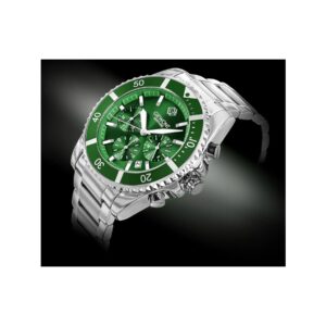 Zegarek Męski Giewont Chronograph Sapphire Srebrno Zielony GW3970-B8