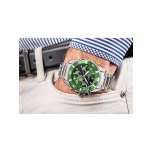 Zegarek Męski Giewont Chronograph Sapphire Srebrno Zielony GW3970-B8