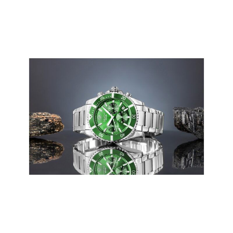 Zegarek Męski Giewont Chronograph Sapphire Srebrno Zielony GW3970-B8