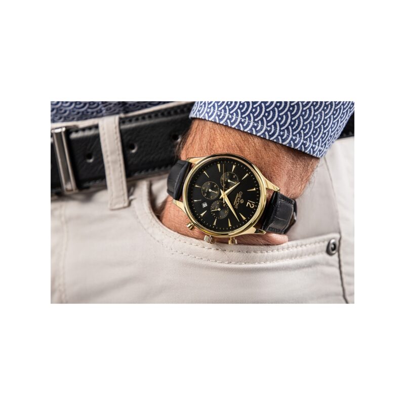 Zegarek Męski Giewont Chronograph Sapphire Czarno Złoty GW6310-A4