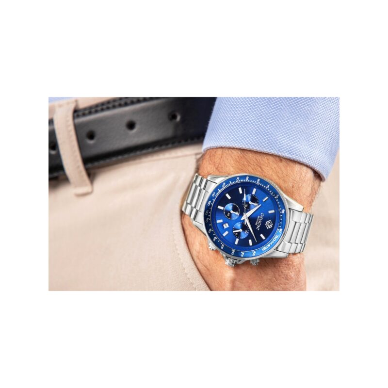 Zegarek Męski Giewont Chronograph Sapphire Srebrno Niebieski GW3520-B3