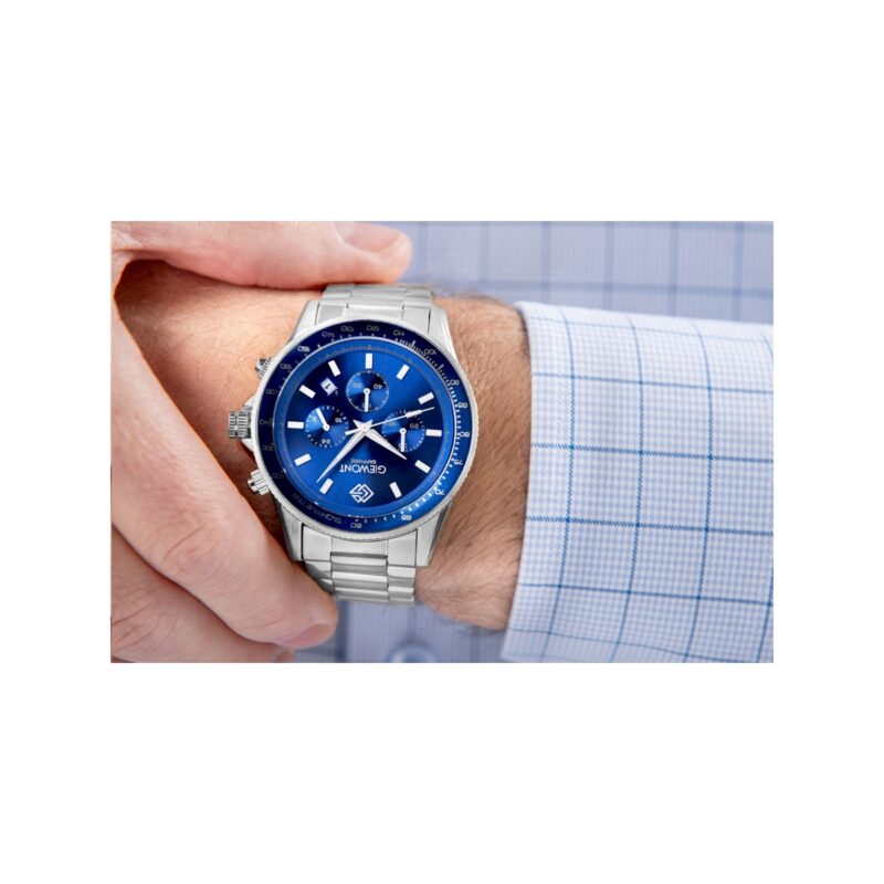 Zegarek Męski Giewont Chronograph Sapphire Srebrno Niebieski GW3520-B3