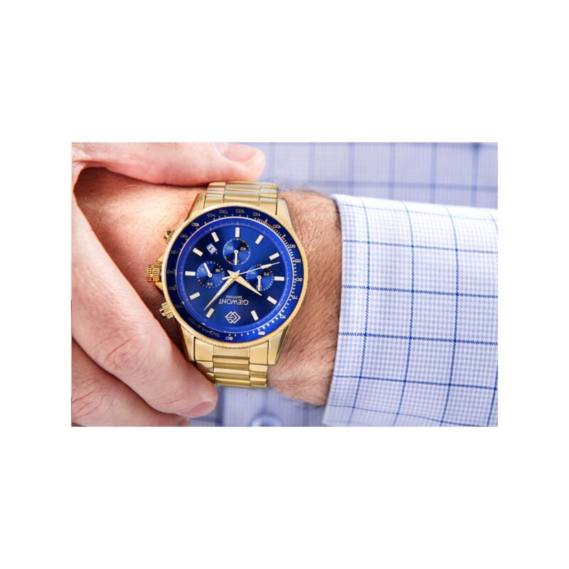 Zegarek Męski Giewont Chronograph Sapphire Złoto Niebieski GW3520-B5
