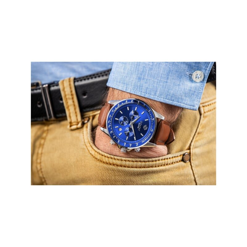 Zegarek Męski Giewont Chronograph Sapphire Brązowo Niebieski GW3520-A5