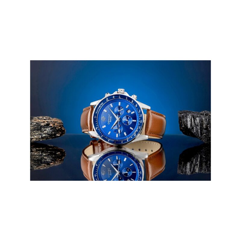 Zegarek Męski Giewont Chronograph Sapphire Brązowo Niebieski GW3520-A5