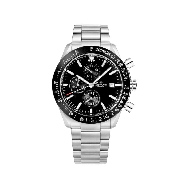 Zegarek Męski Giewont Chronograph Sapphire Srebrno Czarny GW8720-B2