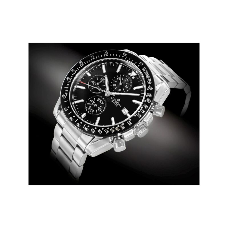 Zegarek Męski Giewont Chronograph Sapphire Srebrno Czarny GW8720-B2