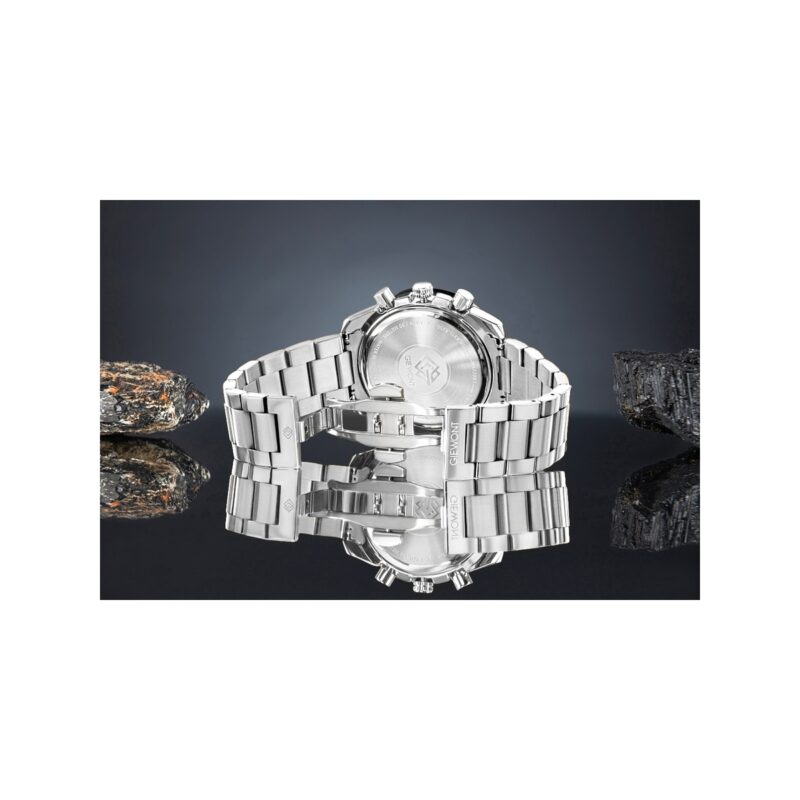 Zegarek Męski Giewont Chronograph Sapphire Srebrno Czarny GW8720-B2
