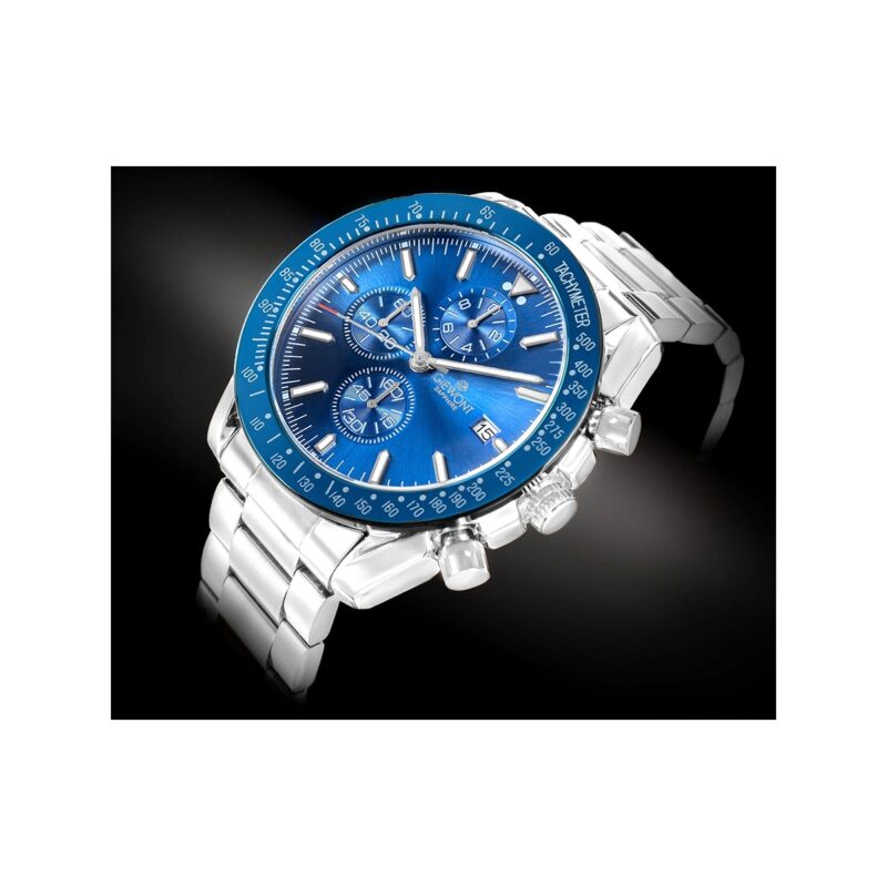 Zegarek Męski Giewont Chronograph Sapphire Srebrno Niebieski GW8720-B3