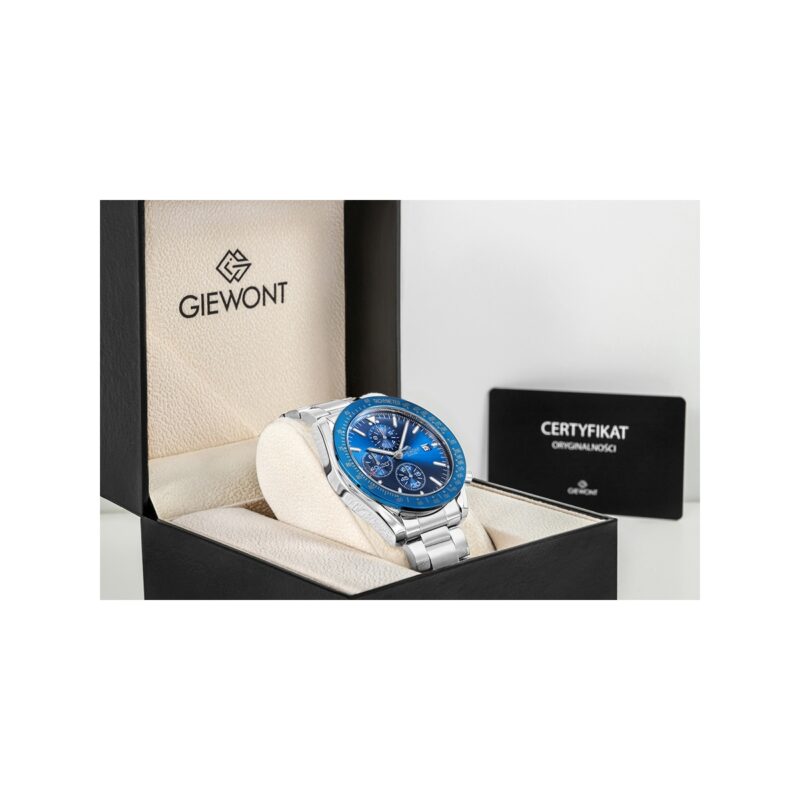 Zegarek Męski Giewont Chronograph Sapphire Srebrno Niebieski GW8720-B3