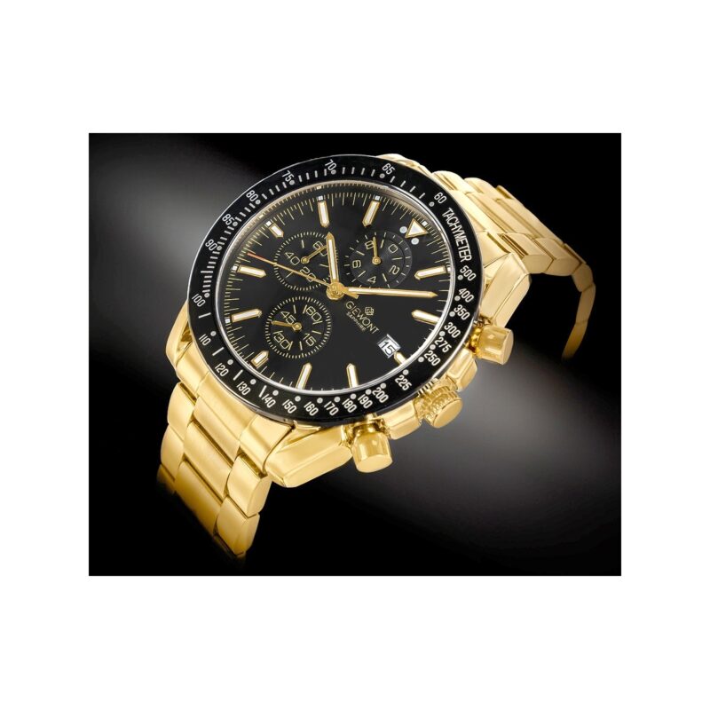 Zegarek Męski Giewont Chronograph Sapphire Złoto Czarny GW8720-B4
