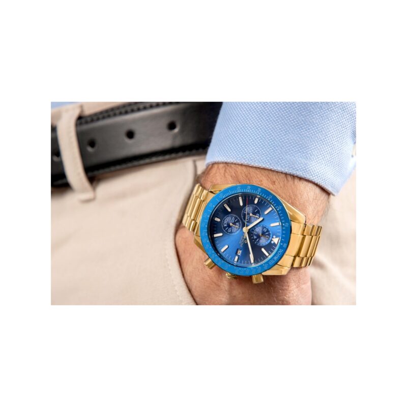 Zegarek Męski Giewont Chronograph Sapphire Złoto Niebieski GW8720-B6