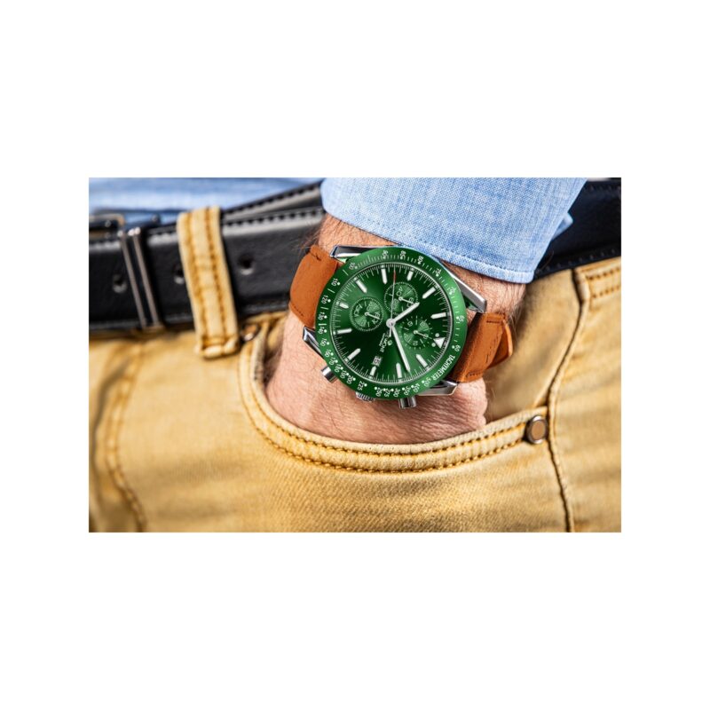 Zegarek Męski Giewont Chronograph Sapphire Brązowo Zielony GW8720-A3