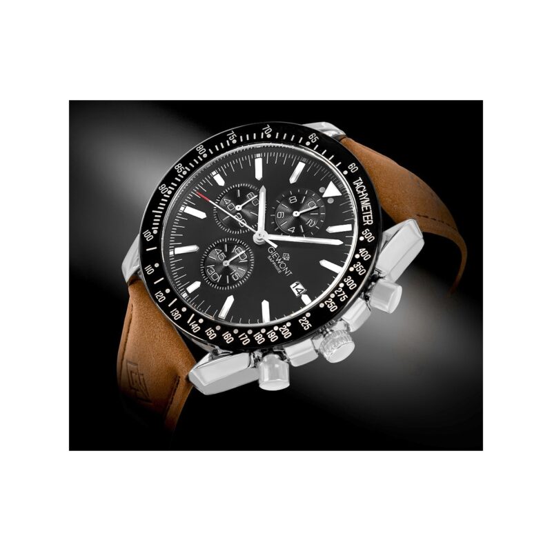 Zegarek Męski Giewont Chronograph Sapphire Brązowo Czarny GW8720-A1