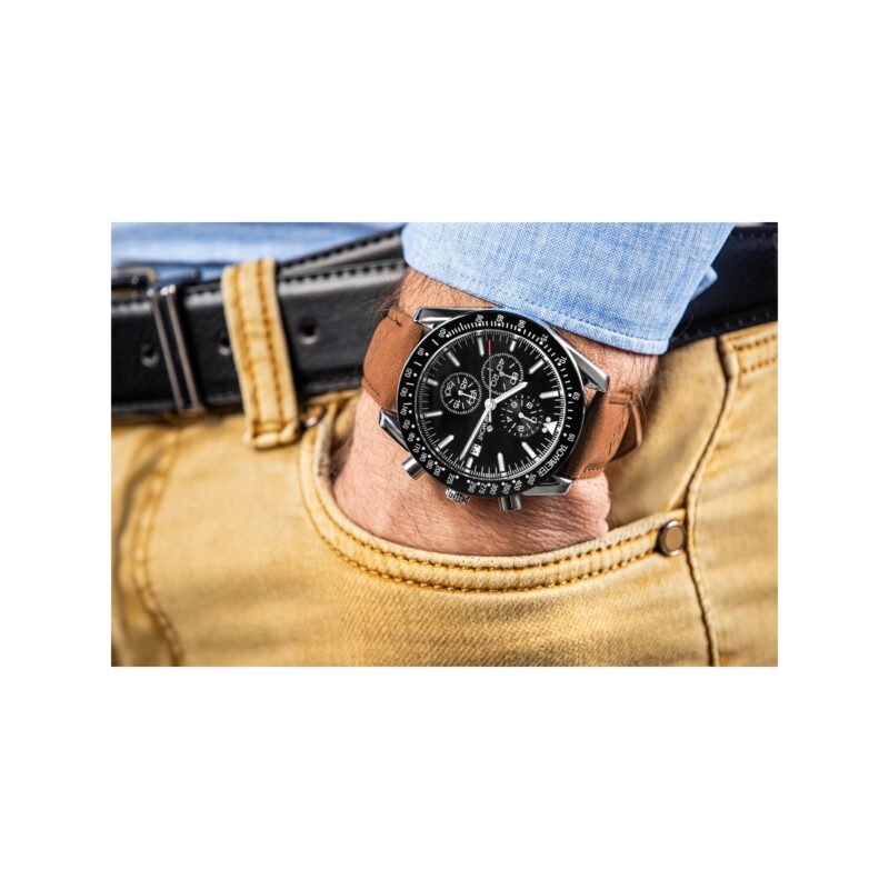 Zegarek Męski Giewont Chronograph Sapphire Brązowo Czarny GW8720-A1