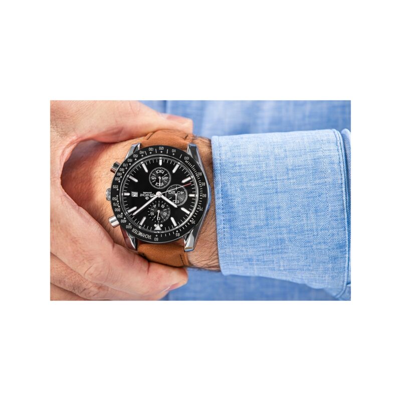 Zegarek Męski Giewont Chronograph Sapphire Brązowo Czarny GW8720-A1