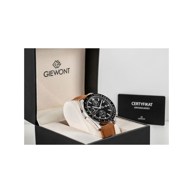 Zegarek Męski Giewont Chronograph Sapphire Brązowo Czarny GW8720-A1