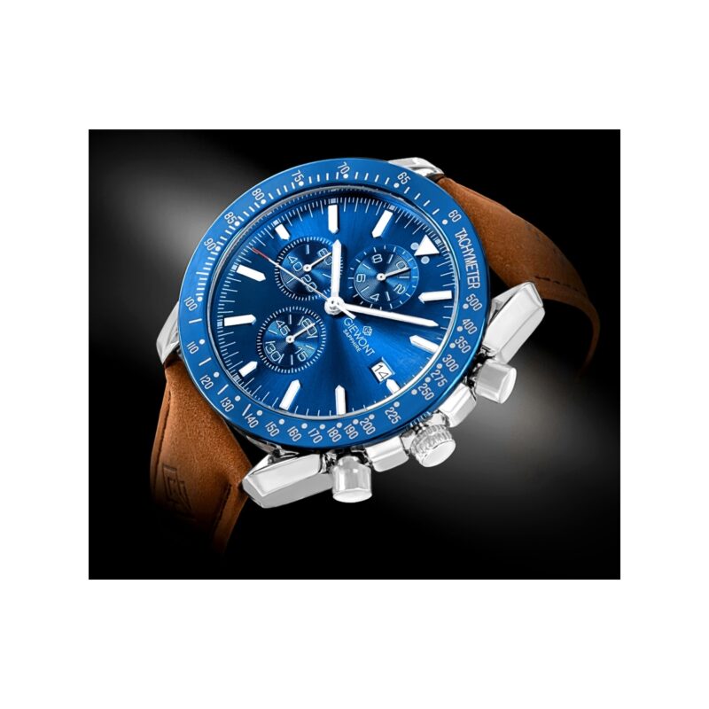 Zegarek Męski Giewont Chronograph Sapphire Brązowo Niebieski GW8720-A2