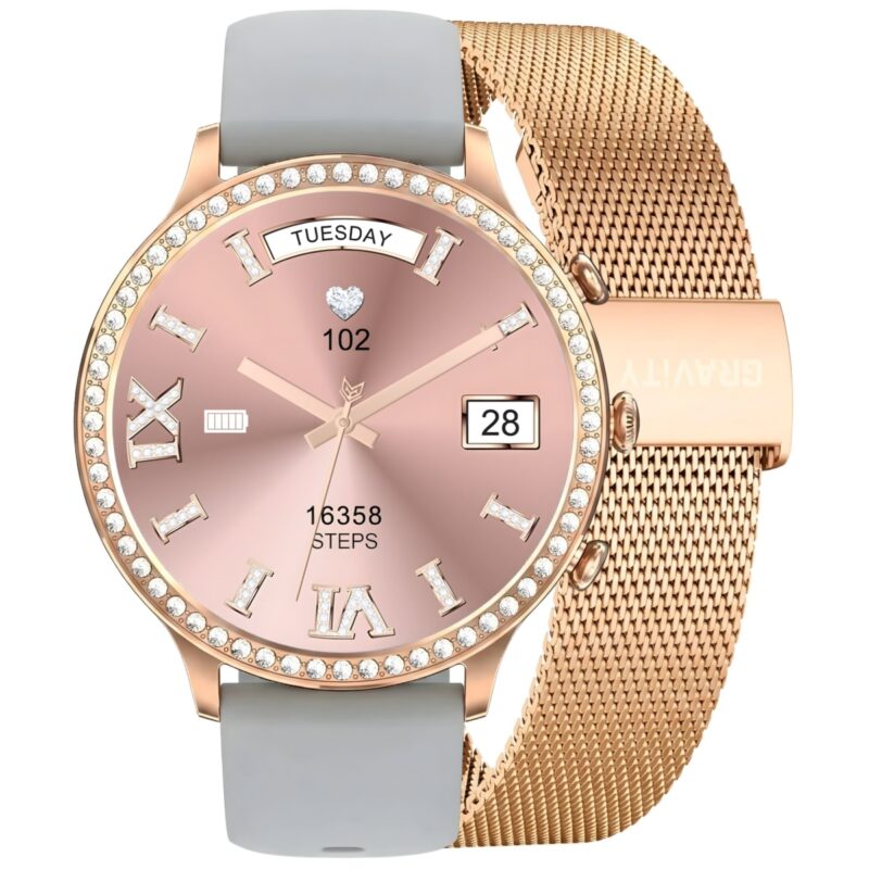 Smartwatch Gravity Różowe Złoto Pasek i Bransoleta GT5-8