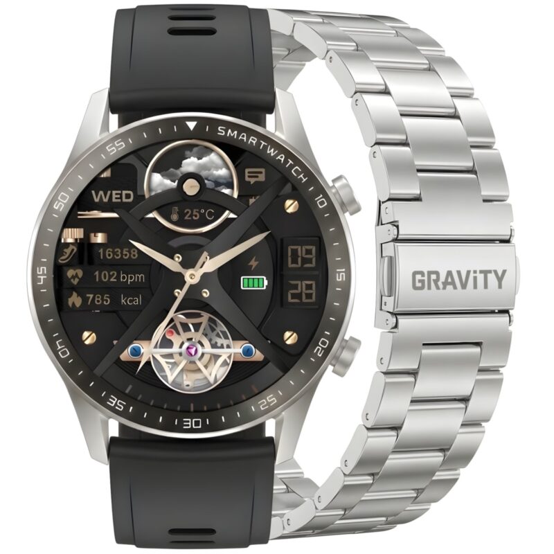 Smartwatch Gravity Srebrny Bransoleta + Pasek GT10-6