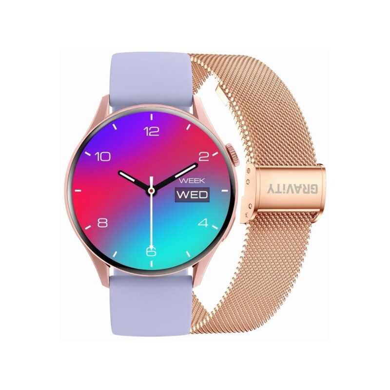 Smartwatch Gravity Różowe Złoto Pasek + Bransoleta GT11-7