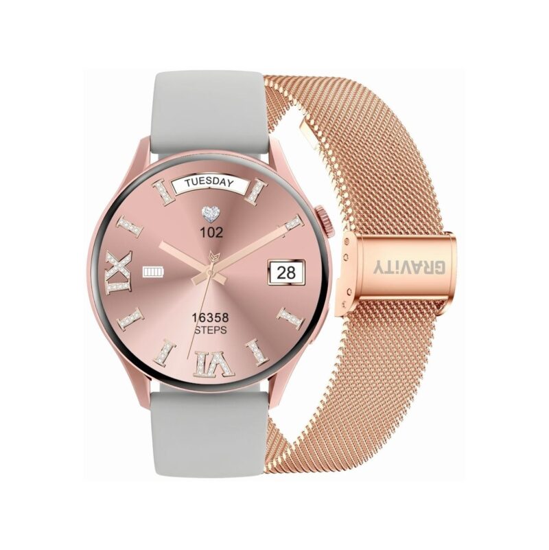 Smartwatch Gravity Różowe Złoto Pasek + Bransoleta GT11-8
