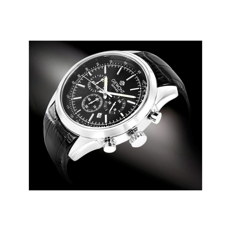 Zegarek Męski Giewont Chronograph Sapphire Srebrno Czarny GW7650-A2